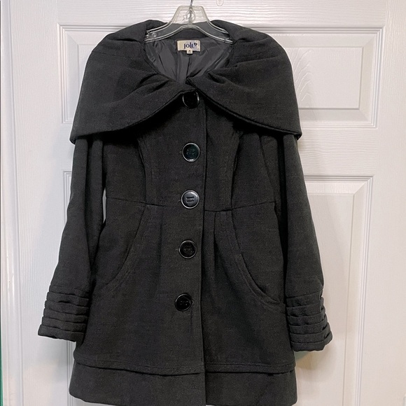 Jolt Juniors Charcoal Pea Coat - Picture 1 of 10